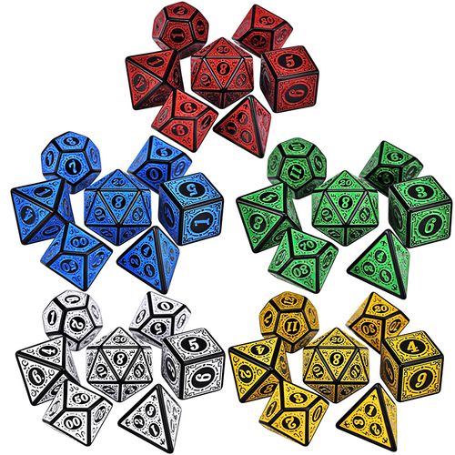 Customized D and D Dice Metal Black Dice Set Games Role Playing Dice for Dungeons and Dragons