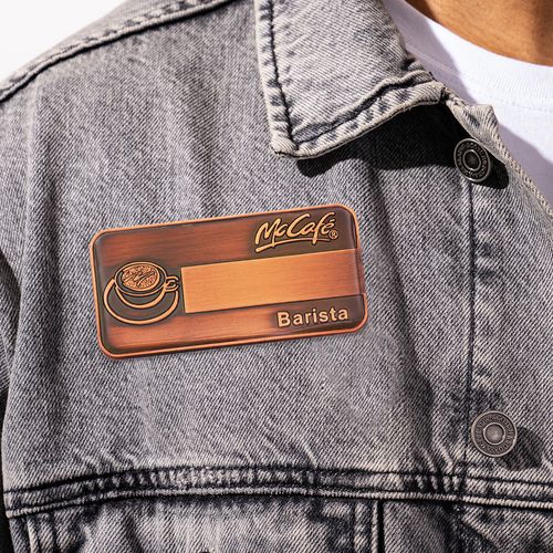 Guess You Like Custom Metal Enamel Pin Custom Logo Barista Name Tag Copper Plated Antique Souvenir Lapel Badge Pin