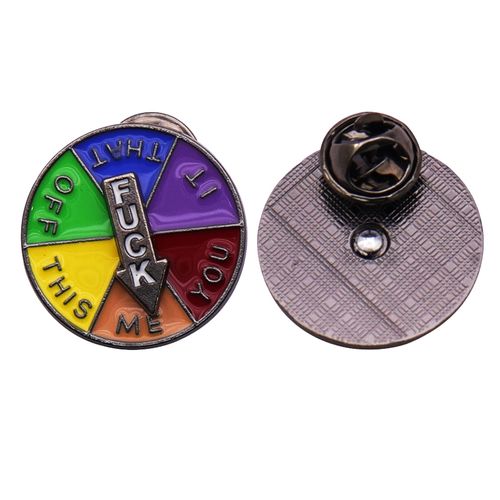 Metal Soft Enamel Color Spinning Spinner Rainbow Round Turntable Lapel Pin Badge Custom Interactive Enamel Pin