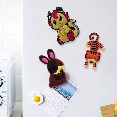 Customized Plastic Rubber Silicone Pvc Fridge Magnets 2d 3d Tiger Dragon Anime Characters Hotel Bar Pvc Refrigerator Magnet