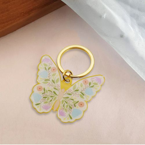 Personalized Promotional Metal Gift Butterfly Drop Glue Custom Logo Offset Printing Keychain