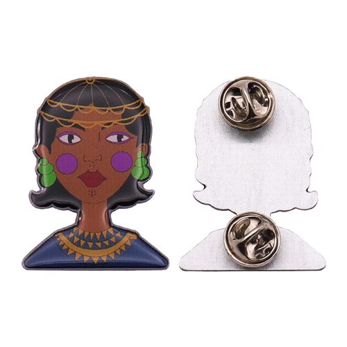 Offset Print Pin Epoxy Coated Stainless Steel Material Indian Figure Portrait CMYK Print Logo Lapel Pins