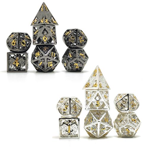 Hollow-Carved Design Board Game Dnd Wholesale Custom Colored 20 Sided Set Black Enamel 35mm Metal D20 Dice