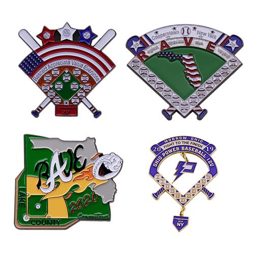 Hot Sale Metal Crafts Custom Baseball Hat Pin Custom Logo Letter Enamel Pin Sports Award Souvenir Badge Pin