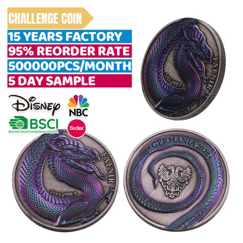 Custom Rainbow Plating Event Commemoration Dragon Challenge Coins For Collection