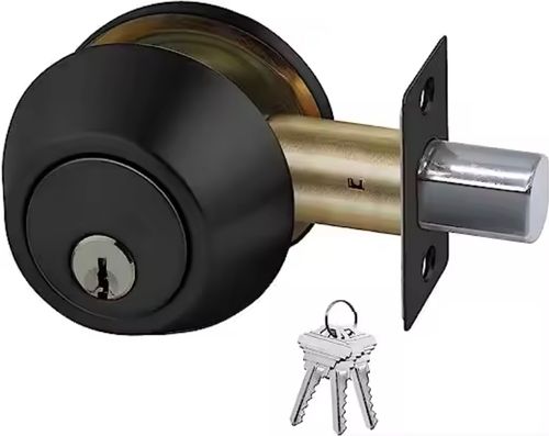 Deadbolt Lock Door Lock Keyed Entrance 201 Stainless Steel Material Brushed Matte Black Finish