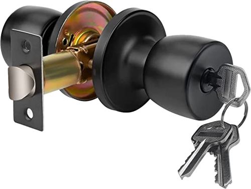 Bathroom Privacy Door Lock Set Removable Latch Plate Satin Nickel Finish Metal Round Ball DoorKnob Lock