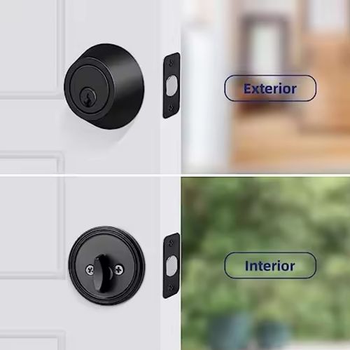 Deadbolt Lock Door Lock Keyed Entrance 201 Stainless Steel Material Brushed Matte Black Finish