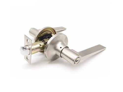 Safe Locked Bedroom with Brass Cylinder Tubular Lever Door Lockset