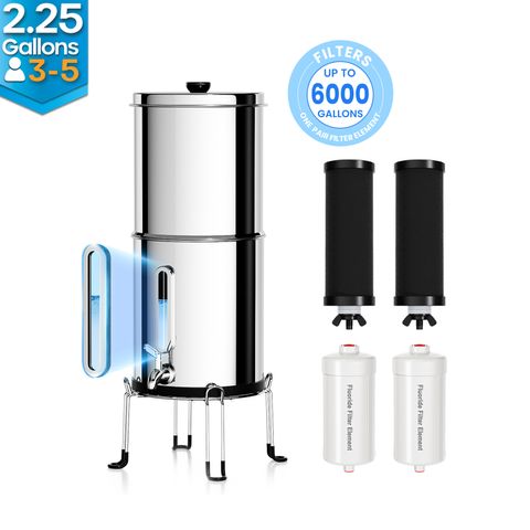 Purewell – K Series - 2.25 Gallons 304 Stainless Steel Gravity-fed Water Filter System, NSF Certified