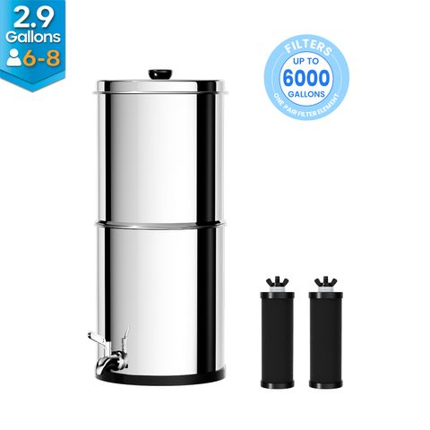 Purewell – K Series - 2.9 Gallons 304 Stainless Steel Gravity-fed Water Filter System, NSF Certified