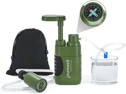 Purewell - Outdoor Pump Water Filter 0.01μm Water Filtration for Camping, Hiking, Backpacking, Survival, Emergency