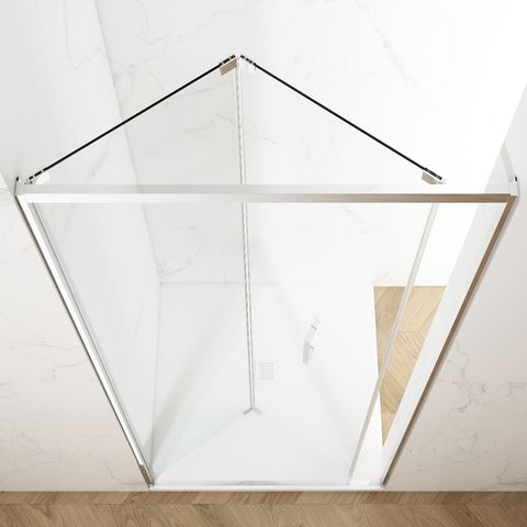 Mampara de ducha con puerta corrediza interior plegable