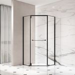 Wholesale Pentagon Pivot Swing Shower Door Matte Black Tempered Glass Shower Enclosure
