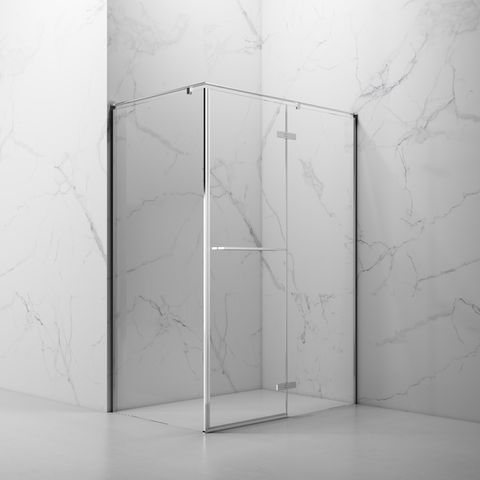 Cabine de douche en verre trempé avec charnière rectangulaire en acier inoxydable et revêtement PVD