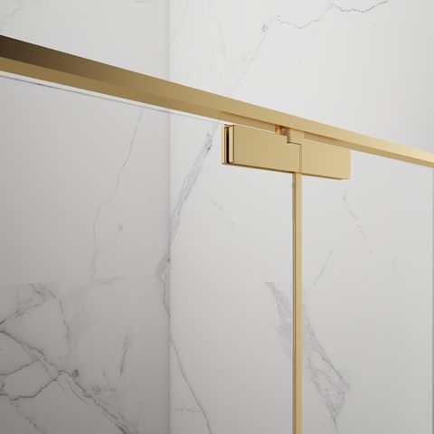 RVS Rechthoekige Scharnier Swing Gehard Glas Douchecabine PVD Coating Geborstelde Gouden Afwerking