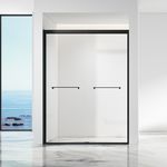 Fusa Double bypass sliding glass shower doors with 8mm tempered glass, stainless steel frame for wholesale
