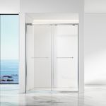 Fusa wholesale bypass glass shower doors with stainless steel frame and soft-close system