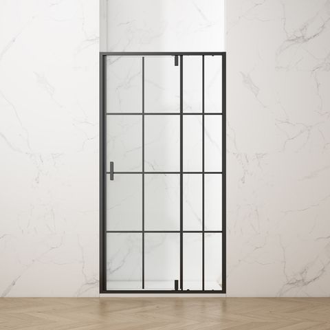 Nischen-Duschkabine, Schwingtür, Siebdruckglas