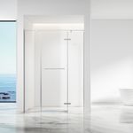 FUSA Shower Stainless Steel Alcove Hinge Swing Tempered Glass Shower Enclosure PVD Coating 