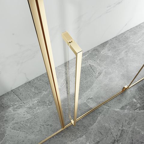 Stainless Steel Alcove Pivot Swing Tempered Glass Shower Enclosure PVD Coating Brushed Gold Finish