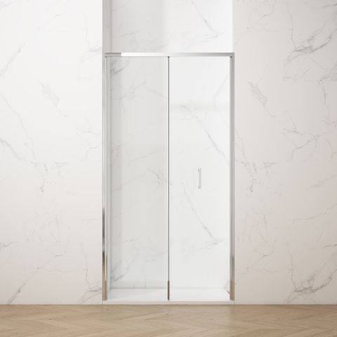 Mampara de ducha con puerta corrediza interior plegable