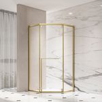 Fusa Wholesale Pentangle Shower Enclosure Stainless Steel & Brushed Gold Finish