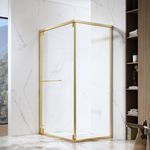 Fusa Wholesale Corner Shower Door Enclosure Stainless Steel and Brushed Gold Finish