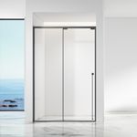 FUSA Shower Sliding Shower Door with Fixed Glass & Soft Close Chrome, Gun Gray, Brushed Gold VH-S121