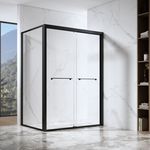 Fusa Rectangular Glass Shower Enclosure with Double Bypass Sliding Doors