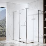 FUSA Shower Stainless Steel Rectangular Hinge Swing Tempered Glass Shower Enclosure PVD Coating