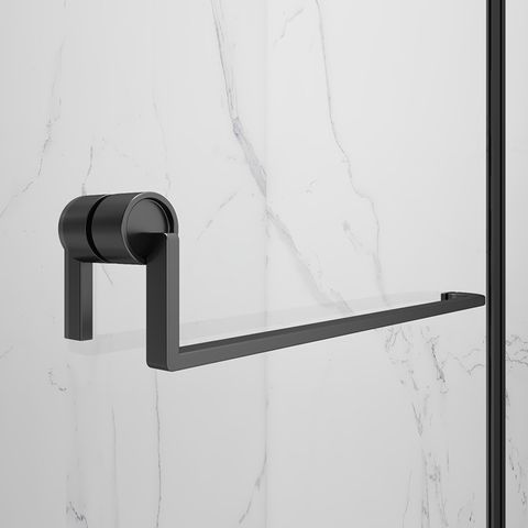 Mampara de ducha de vidrio templado con pivote rectangular de acero inoxidable y revestimiento PVD