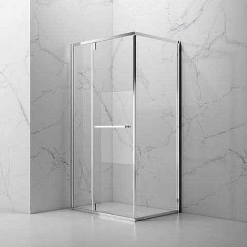 Stainless Steel Rectangular Pivot Swing Tempered Glass Shower Enclosure PVD Coating