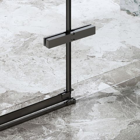 Cabine de douche en verre trempé à charnière rectangulaire en acier inoxydable avec revêtement PVD et finition noir mat