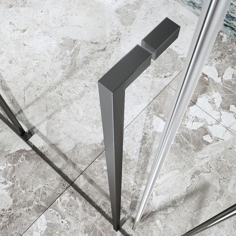 不鏽鋼矩形滑動強化玻璃淋浴間 PVD 塗層槍灰色表面帶軟關門