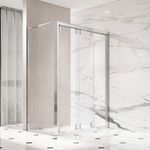 FUSA Shower Sliding Bypass Door with Fixed Glass Panels VG-S742