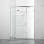 FUSA Shower Stainless Steel Alcove Hinge Swing Tempered Glass Shower Enclosure PVD Coating