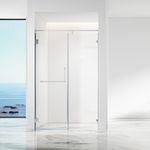 FUSA Shower Stainless Steel Alcove Hinge Swing Tempered Glass Shower Enclosure PVD Coating