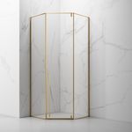 FUSA Shower Corner Pentagon Pivot Shower Door with Fixed Glass VK-P331