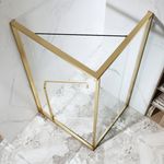 Fusa Wholesale square Corner Shower Door Enclosure Stainless Steel and Brushed Gold Finish