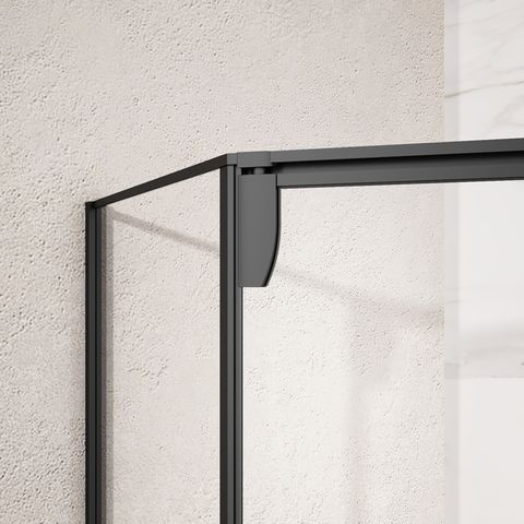 RVS Pentagon Pivot Swing Gehard Glas Douchecabine PVD Coating Matzwarte Afwerking