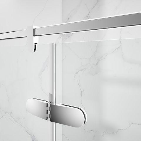 Stainless Steel Alcove Hinge Swing Tempered Glass Shower Enclosure PVD Coating