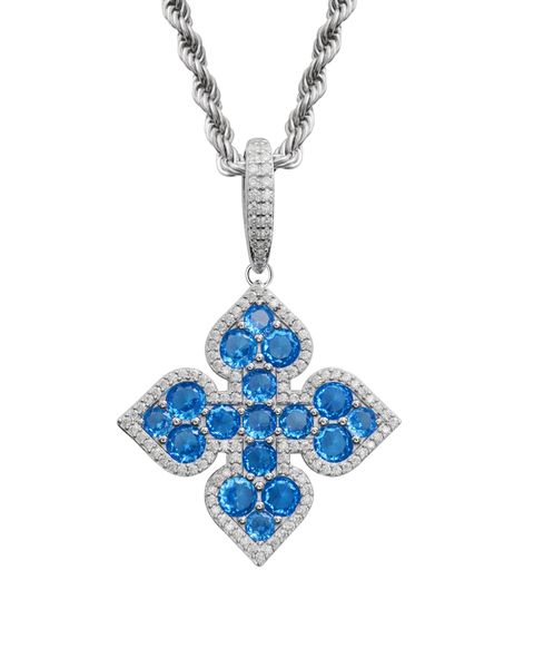 S925 MOISSANITE CLOVER PENDANT-BLUE