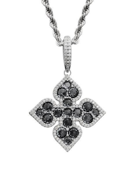 S925 MOISSANITE CLOVER PENDANT-BLACK