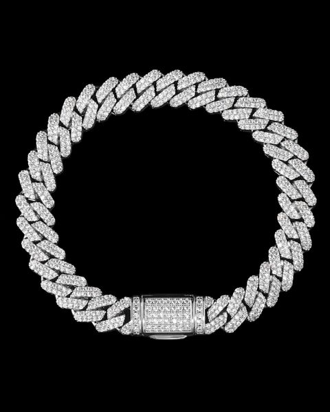 PRONG CUBAN BRACELET - 8MM WHITE GOLD