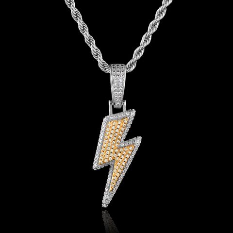 18K GOLD-PLATED CZ ICED LIGHTNING PENDANT