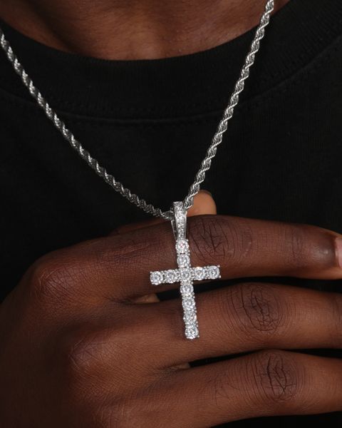 CROSS PIECE PENDANT - WHITE GOLD