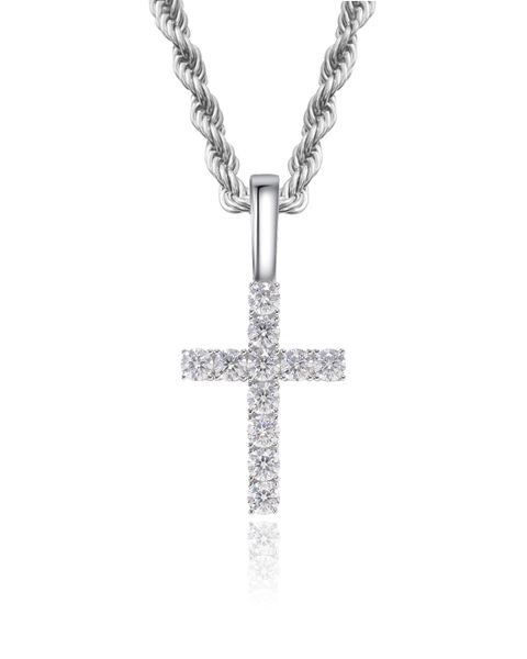 S925 MOISSANITE CROSS DRIP - WHITE GOLD