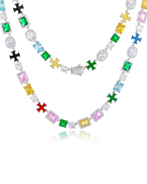 S925 MOISSANITE MULTI GEMSTONE TENNIS CHAIN