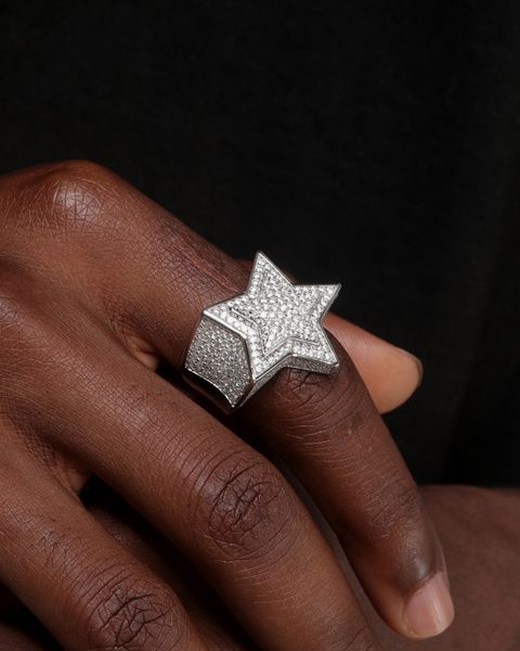 S925 MOISSANITE ICED STAR RING